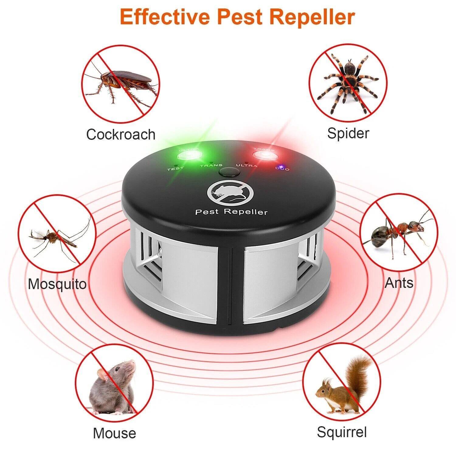 Effective Pest Repeller

Cockroach  
Spider  
Mosquito  
Ants  
Mouse  
Squirrel  

Pest Repeller  
TEST  
TRANS  
ULTRA  
DO