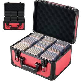 VEVOR - Graded Card Case 3 Row 96 PSA Slab Storage Box with Secure Lock, Baseball Sports Trading Cards Holder Collector - Red
