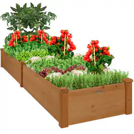 Best Choice Products - 8x2ft Outdoor Wooden Raised Garden Bed Planter for Grass, Lawn, Yard - Acorn Brown