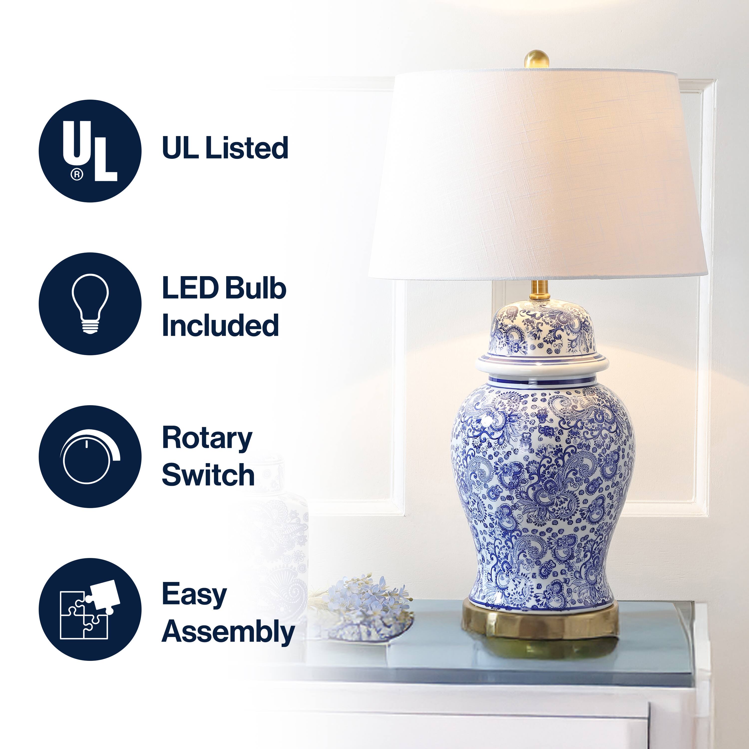 - UL Listed
- LED Bulb Included
- Rotary Switch
- Easy Assembly