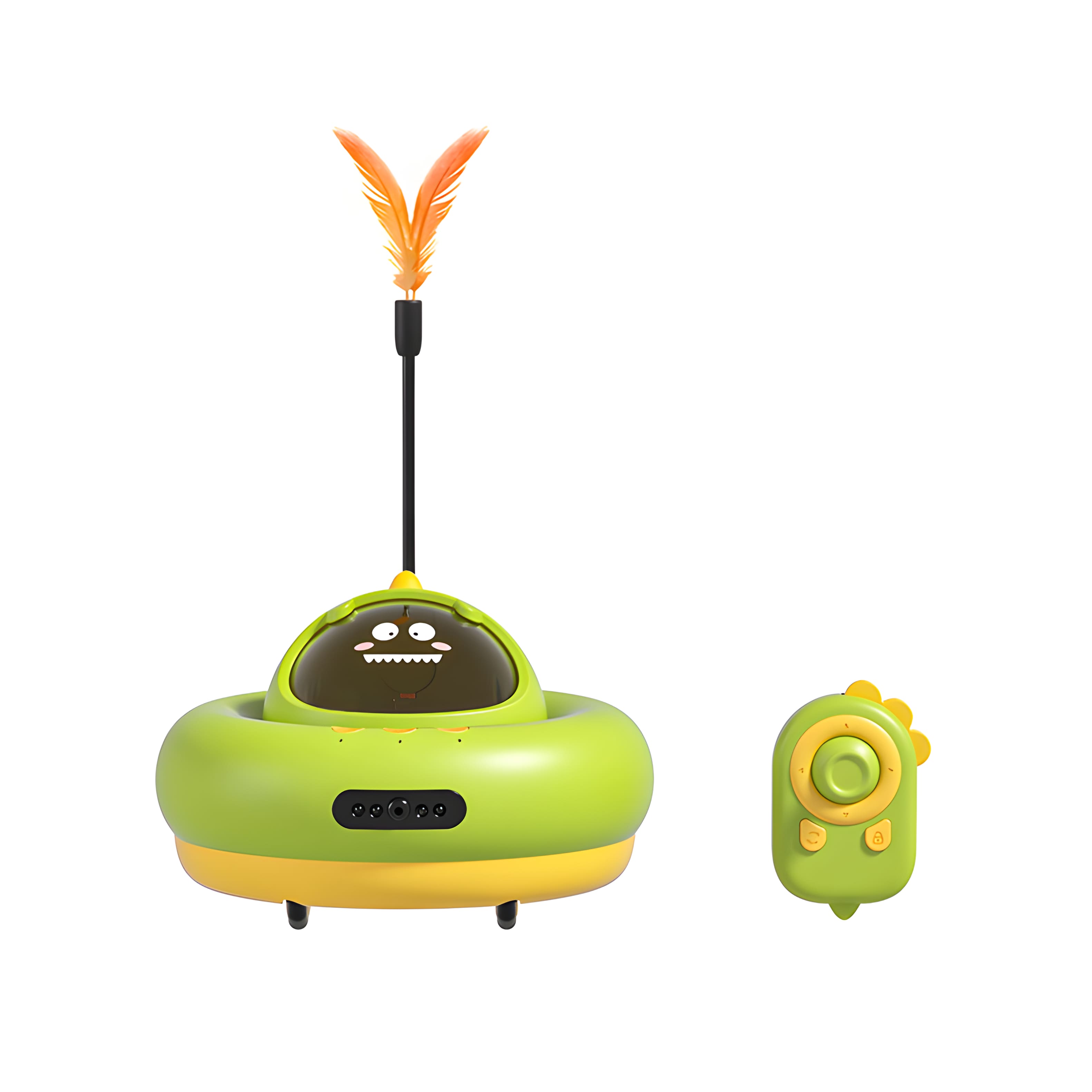 Cluzine - Remote Control Cat Toy, 3-in-1 Feather, Laser & Treat Dispenser, Interactive Robot for Indoor Cats - Multicolor