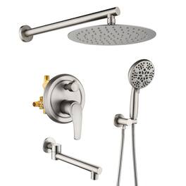 Boyel Living - 10-Inch Rain Shower System Brass SUS304 3-Function Valve 7-Function Handheld 180° Spout cUPC - Brushed Nickel