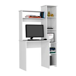 Spaco - Computer Desk with Hutch, 2 Hutch Shelves 5 Open Shelves, Spacious Workstation for Small Home Office - White