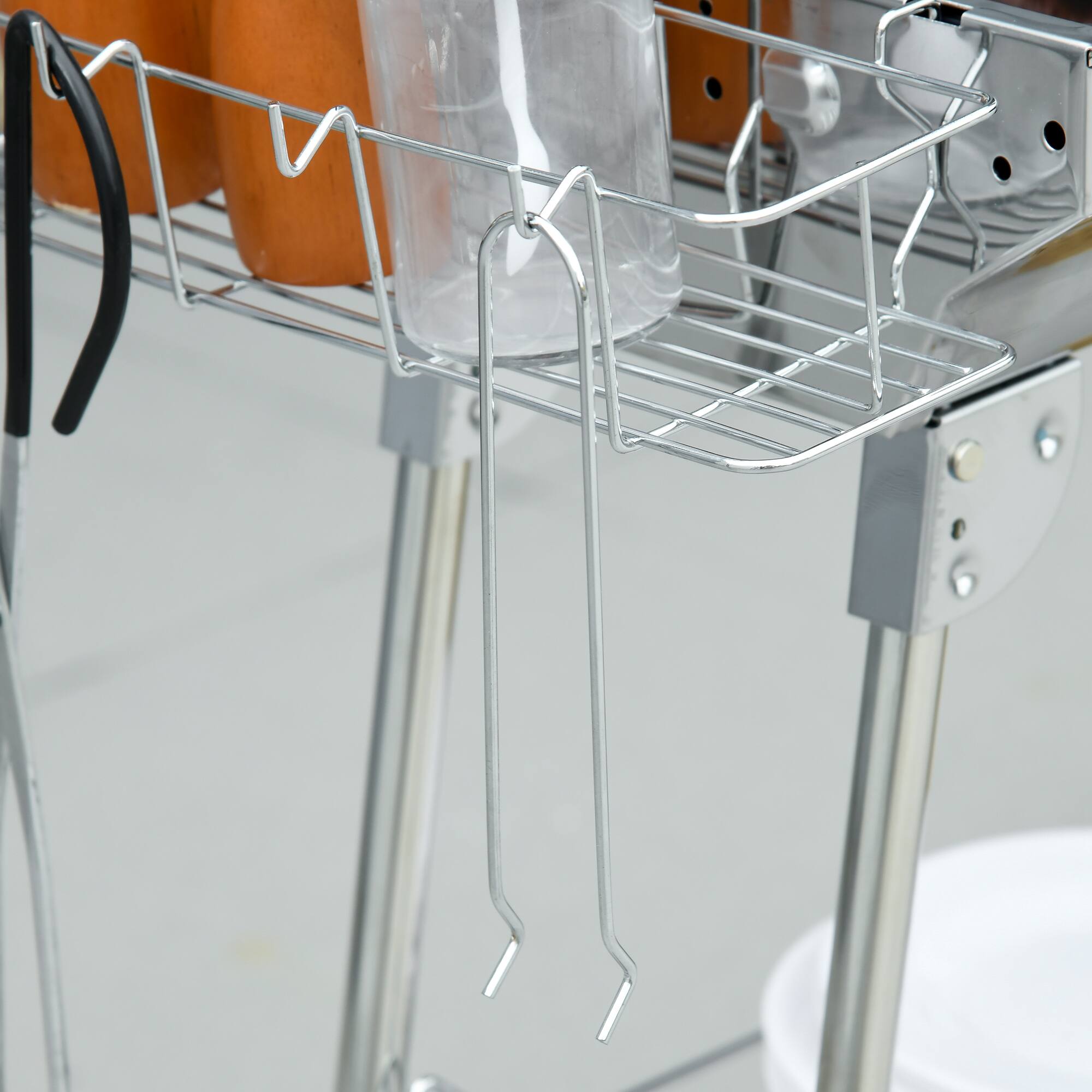 Alt View 2. COWLOWN - Charcoal Grill Stainless Steel Portable Folding BBQ Outdoor Hibachi with Pan Rack Shelves Hooks Silver.