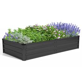 Nuu Garden - 6x3x1ft Rectangular Galvanized Raised Garden Bed Metal Planter Box for Vegetables Flowers Herb - Dark Gray