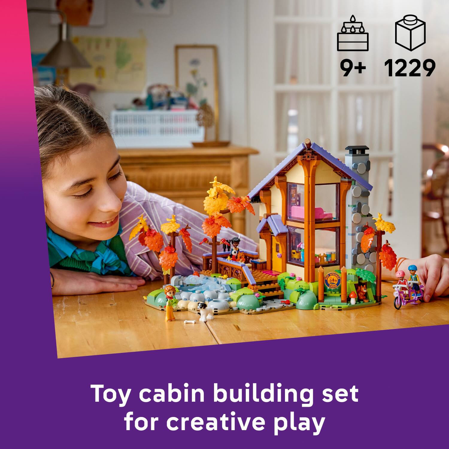 9+ 1229  
Toy cabin building set for creative play