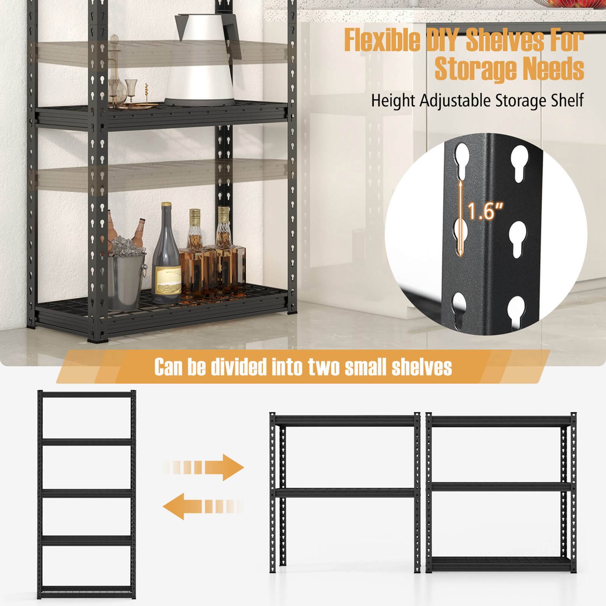 Flexible DIY Shelves For Storage Needs, Height Adjustable Storage Shelf, Can be divided into two small shelves