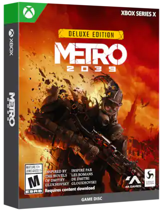 XBOX SERIES X
XBOX 2039 METRO
DELUXE EDITION METRO 2039
MATURE 17+ JEUNES ADULTES 17+
INSPIRED BY THE NOVELS OF DMITRY GLUKHOVSKY
INSPIRÉ PAR LES ROMANS DE DMITRI GLUKHOVSKI
Requires content download
GAME DISC
DEEP SILVER 4A GAMES - M (Mature 17+)