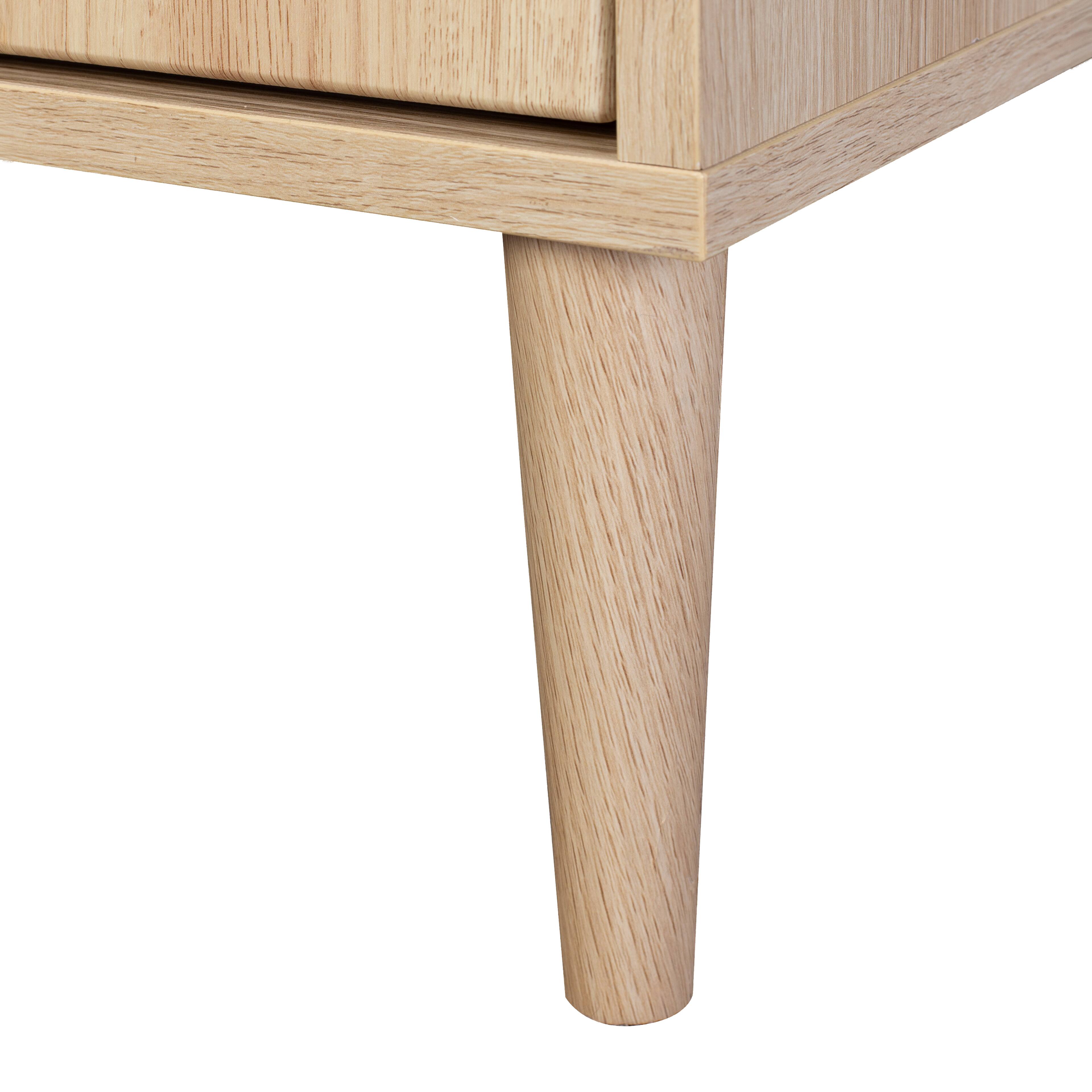 Alt View 8. CorLiving - CorLiving Freya Engineered Wood Sideboard with 3 Arched Rattan Doors and 4 Internal Shelves - Light Brown.