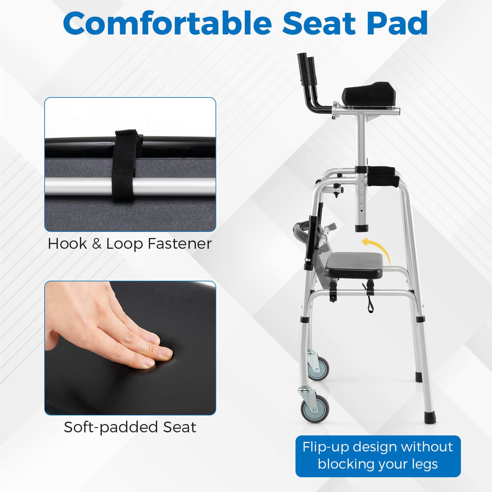 Comfortable Seat Pad, Hook & Loop Fastener, Soft-padded Seat, Flip-up design without blocking your legs