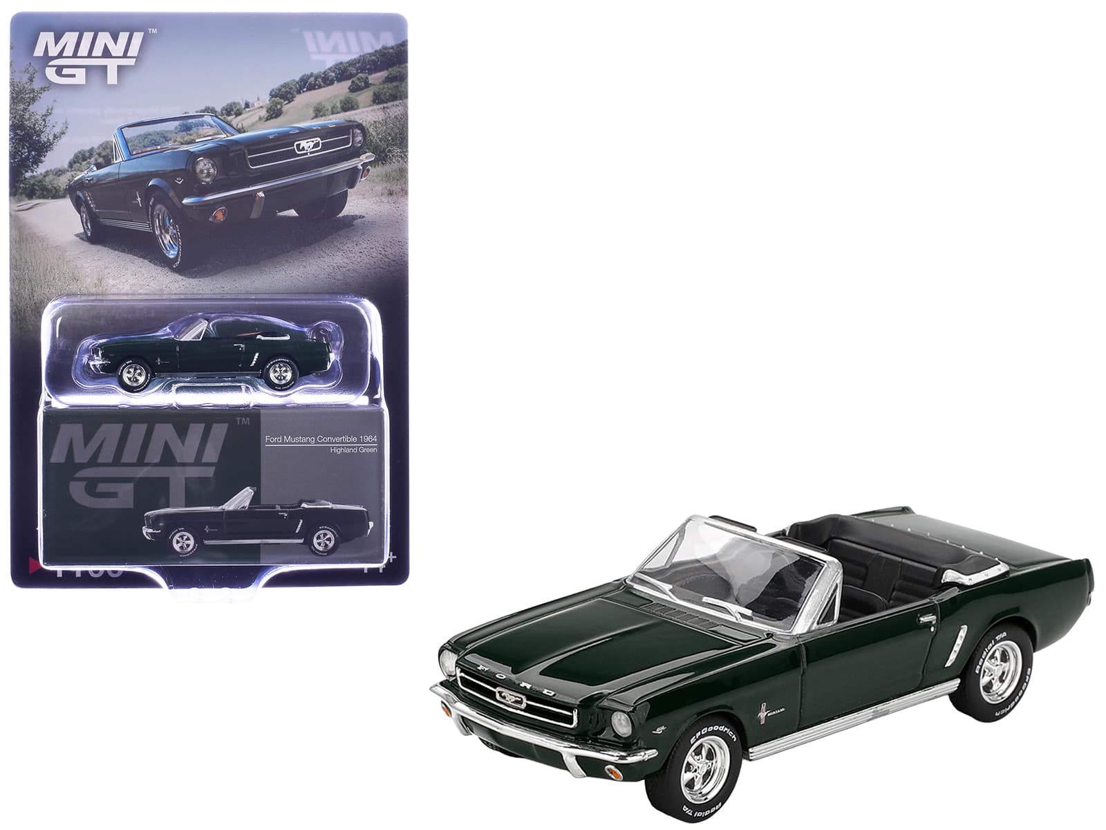 True Scale Miniatures - 1964 Ford Mustang Convertible Highland Green Limited Edition 1/64 Diecast Model Car by Mini GT