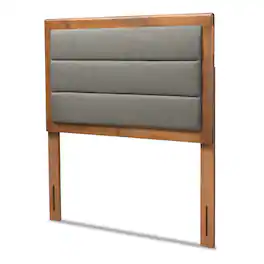 Baxton Studio - Dexter Modern and Contemporary Fabric Upholstered and Finished Wood Twin Size Headboard - Dark Grey/Walnut Brown