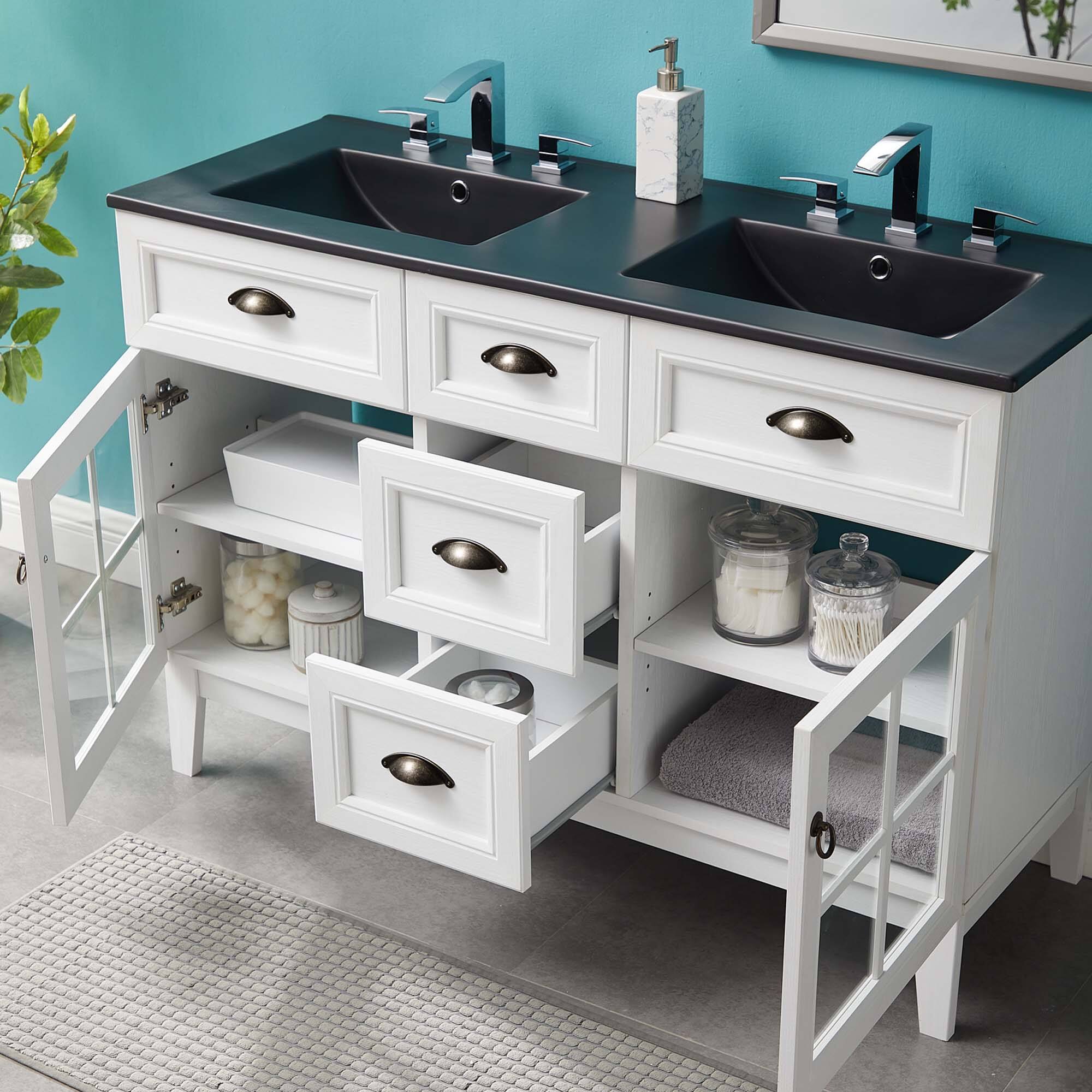 Back. Modway - Isle Bathroom Vanity Basin Included - White Black.