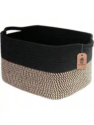 Front. Live At Space - Cube Storage Bins - Towel, Book, Cloth, Shoes, Closet Shelf Woven Baskets Office, Laundry, Toys, 13''x10''x9''.