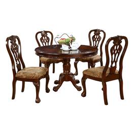 Manhattan Lane - Mina 5pc Dining Table n Chair Set, 48 Inch Round Cherry Wood Top - Brown