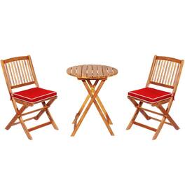 Kadyn - 3 Pcs Patio Bistro Furniture Set, Outdoor Furniture Garden Conversation Bistro Sets with Padded Cushion and Round Cof - Red