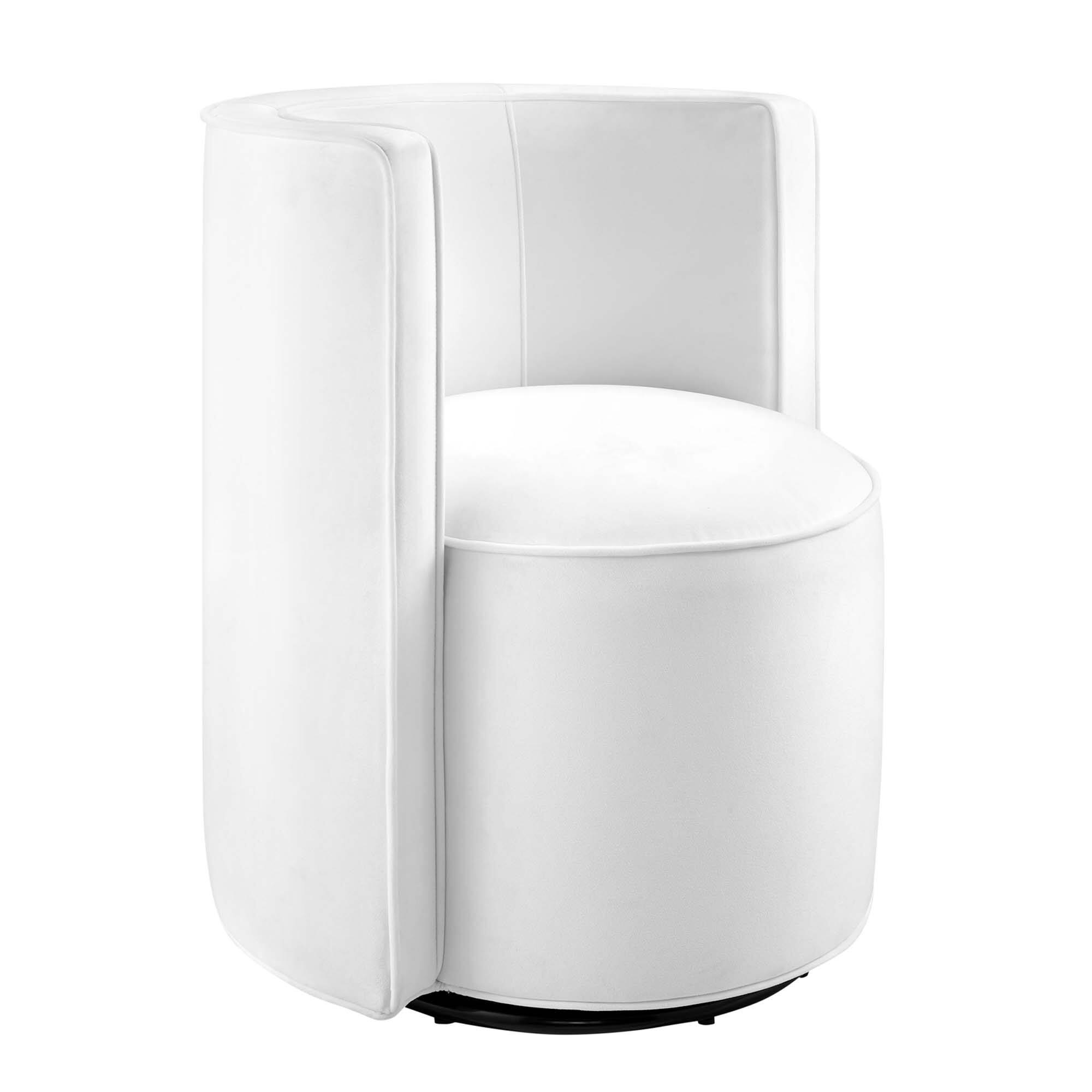 Angle. Modway - Della Performance Velvet Fabric Swivel Chair by Modway - White.