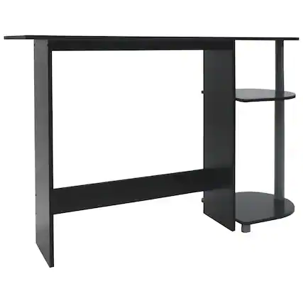 Front. Redmon - Redmon Computer Laptop Media Desk for Home or Office with Storage Shelves, Black - Charcoal Woodgrain.