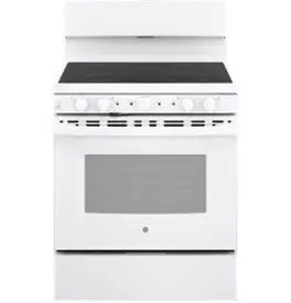 GE - 5 Cu. Ft. Freestanding Electric Range with Self-Cleaning and Dual-Element Bake - White
