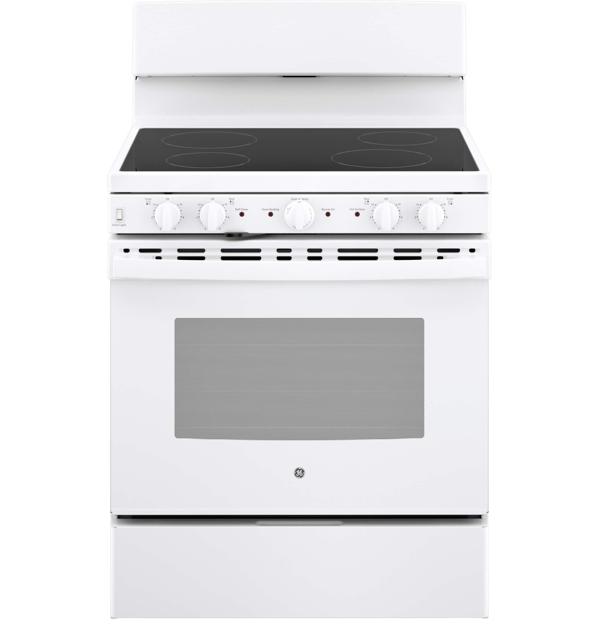 GE - 5 Cu. Ft. Freestanding Electric Range with Self-Cleaning and Dual-Element Bake - White
