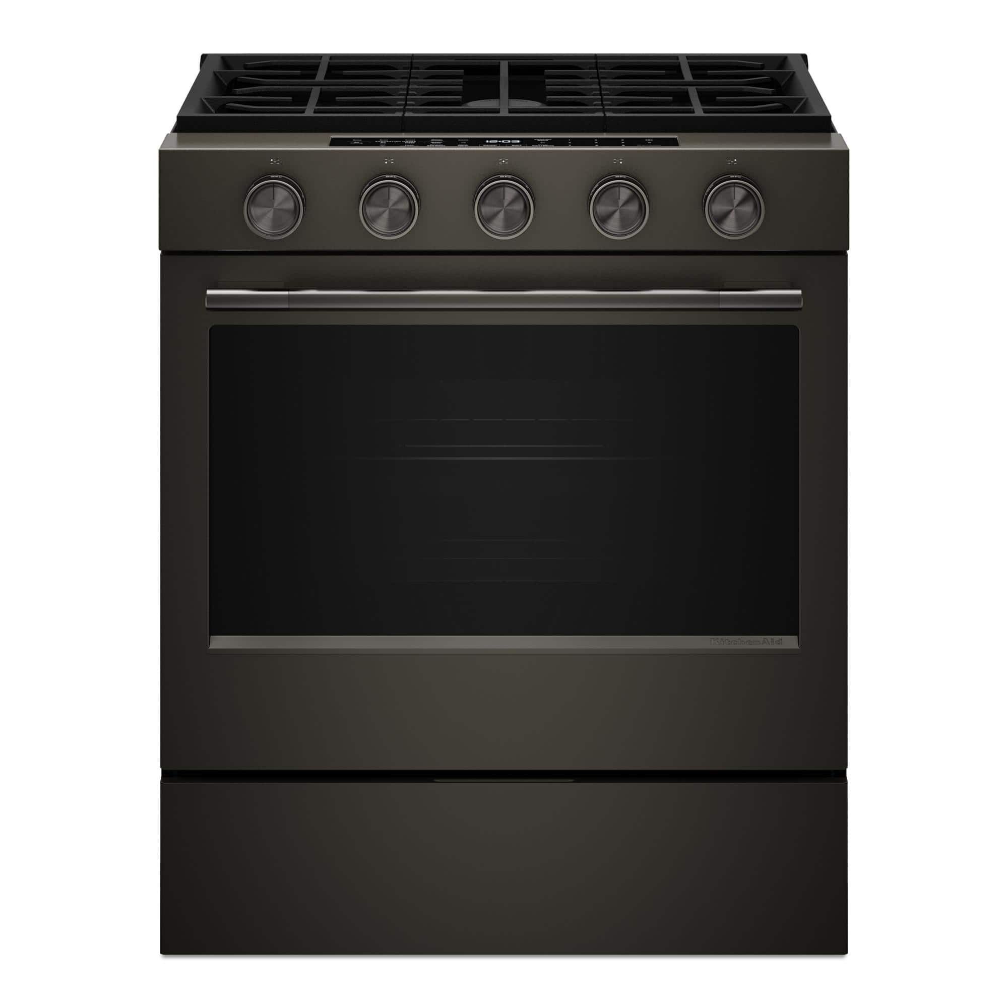 KitchenAid - 5.0 Cu. Ft. Slide-In Gas Range with Convection Cooking Modes and 2-in-1 Burner - Black Ore