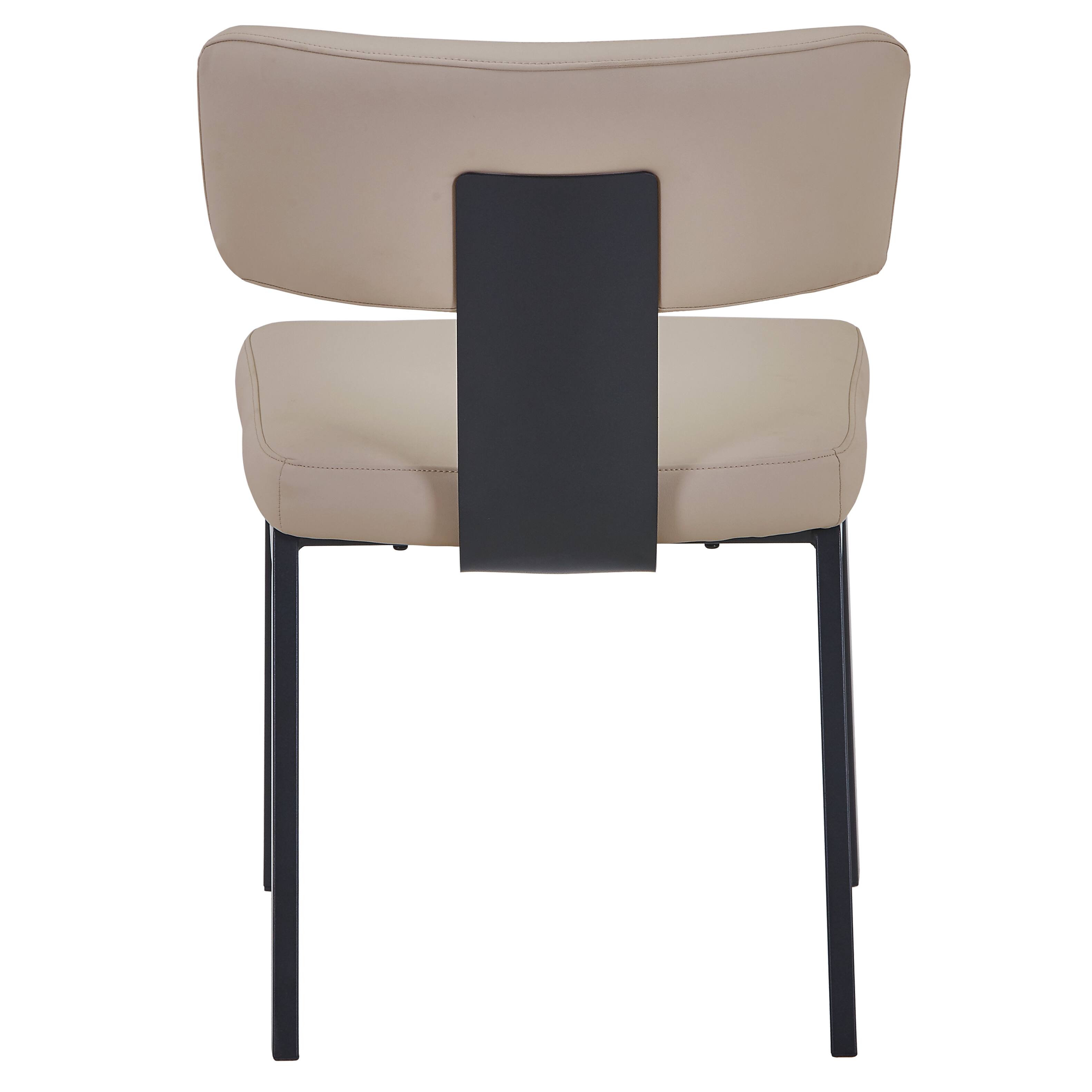 Alt View 4. LeisureMod - Teres Leather Dining Chair, Ergonomic Mid-Century Modern Kitchen Accent Chair, Steel Legs - Light Taupe.