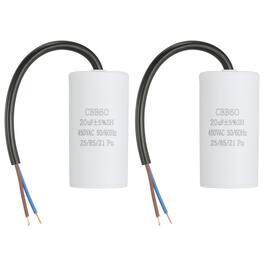 Unique Bargains - 2pcs 20uF CBB60 Run Capacitor, AC 450V 2 Wires 50/60Hz Cylinder 73x37mm for Air Compressor, Water Pump - White