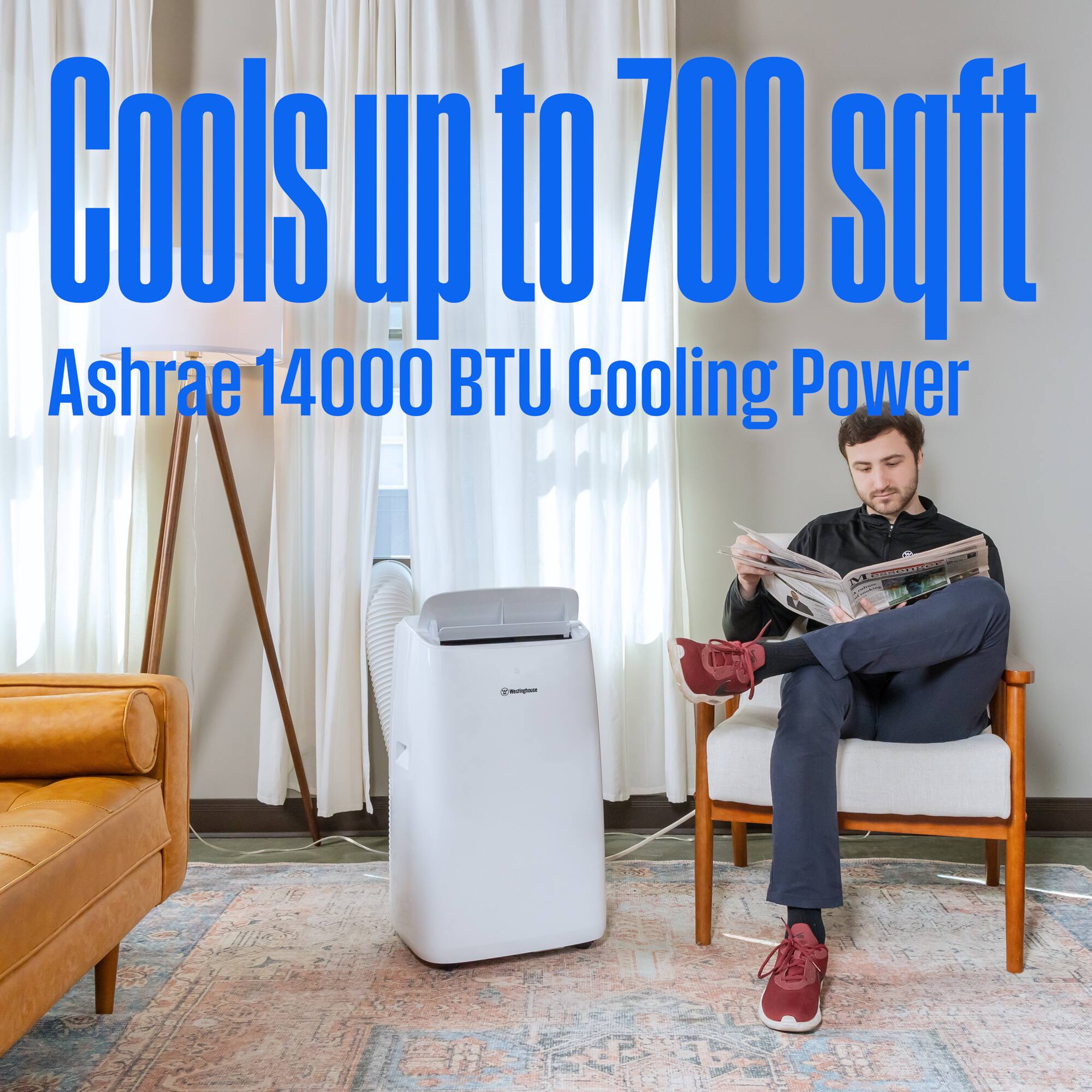 Cools up to 700 sqft  
Ashrae 14000 BTU Cooling Power