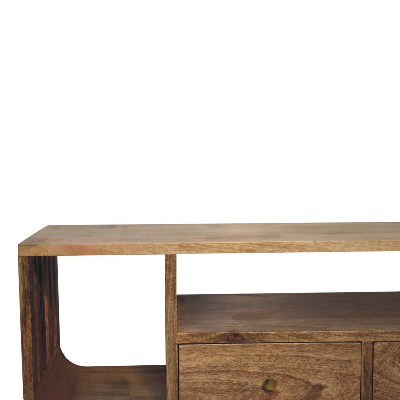 Alt View 1. Artisan Furniture - Artisan Furniture Solid Wood Soba Nordic Multi Media Unit, 2 Drawers, 3 Shelves, Brown - Beige.