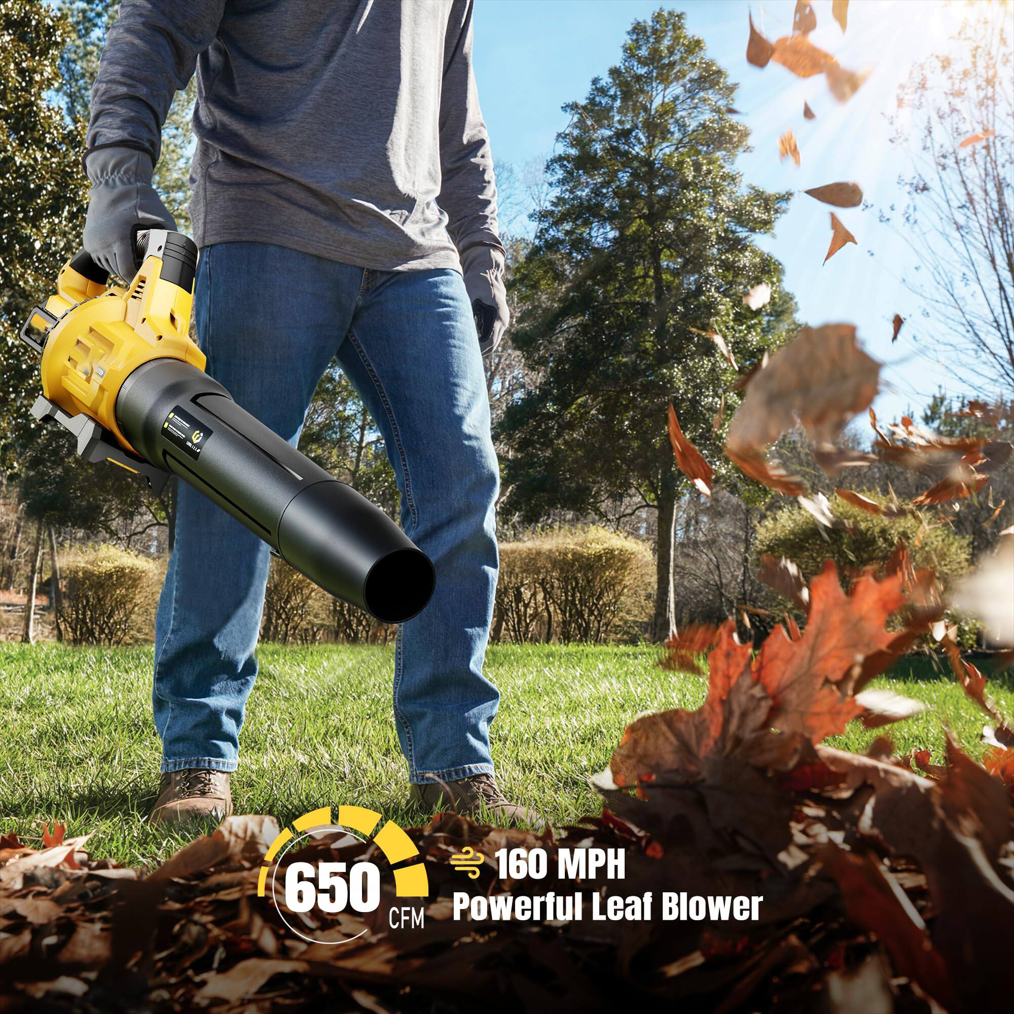650 CFM  
160 MPH  
Powerful Leaf Blower