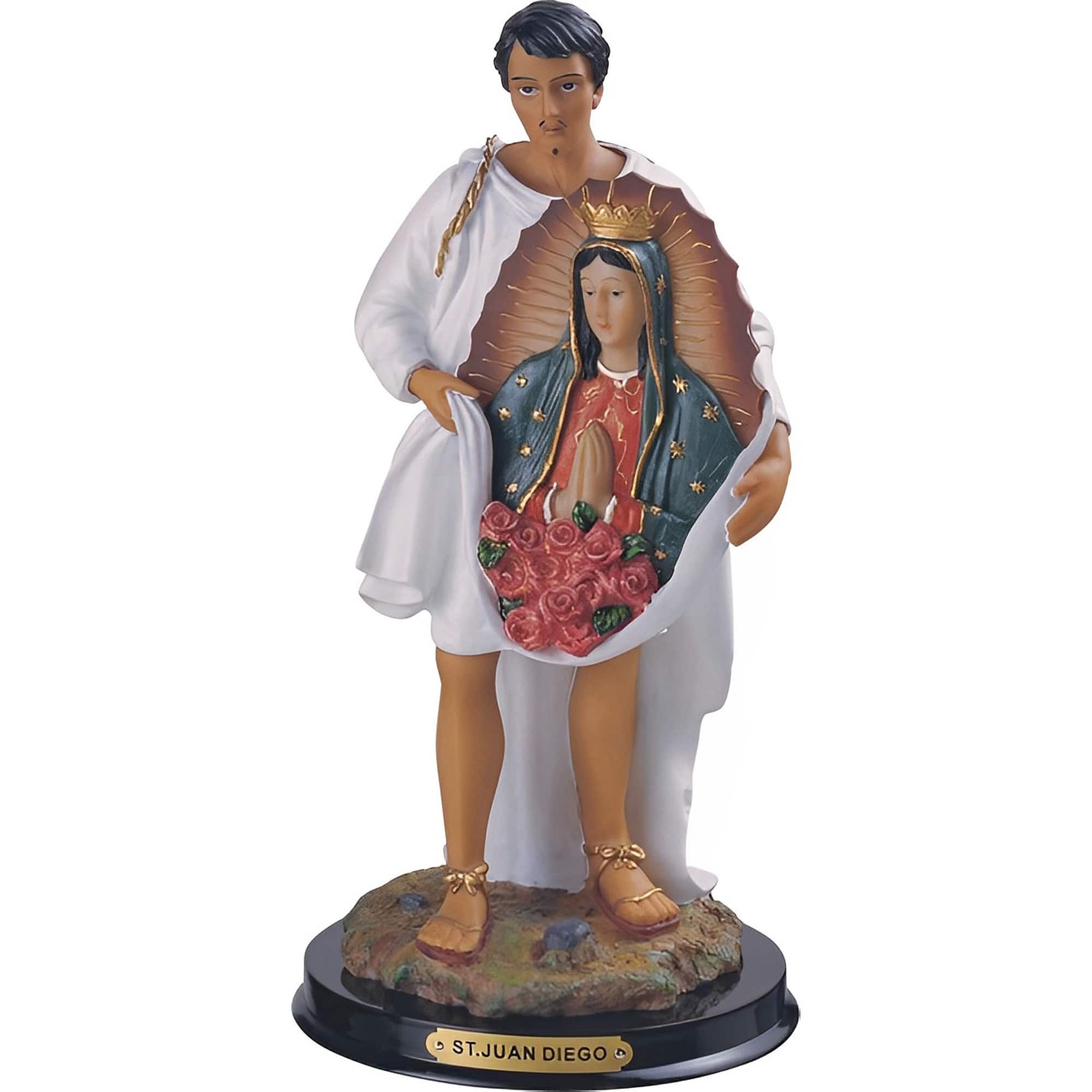 FC Design - 12"H Saint Juan Diego with Virgen of Guadalupe Holy Figurine Statue Office Desk Tabletop Home Decor Gift - Multi-Color