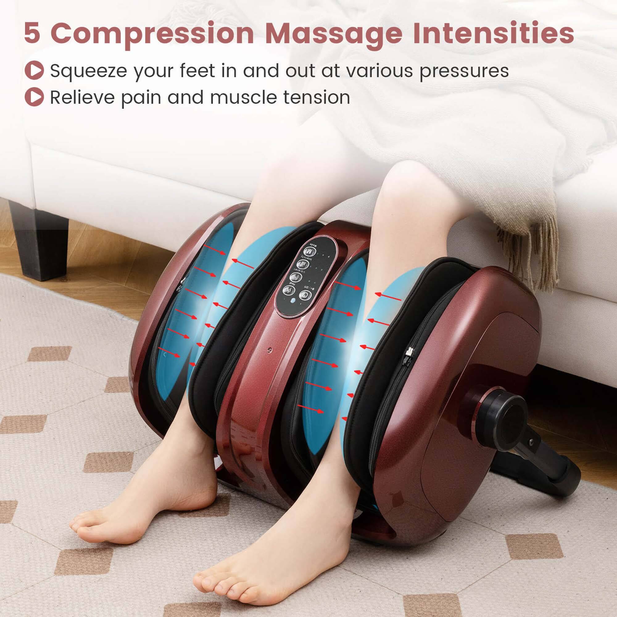 5 Compression Massage Intensities: Squeeze your feet in and out at various pressures to relieve pain and muscle tension.