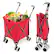 Front. Costway - Costway Folding Shopping Cart Utility with Water-Resistant Removable Canvas Bag - Red.