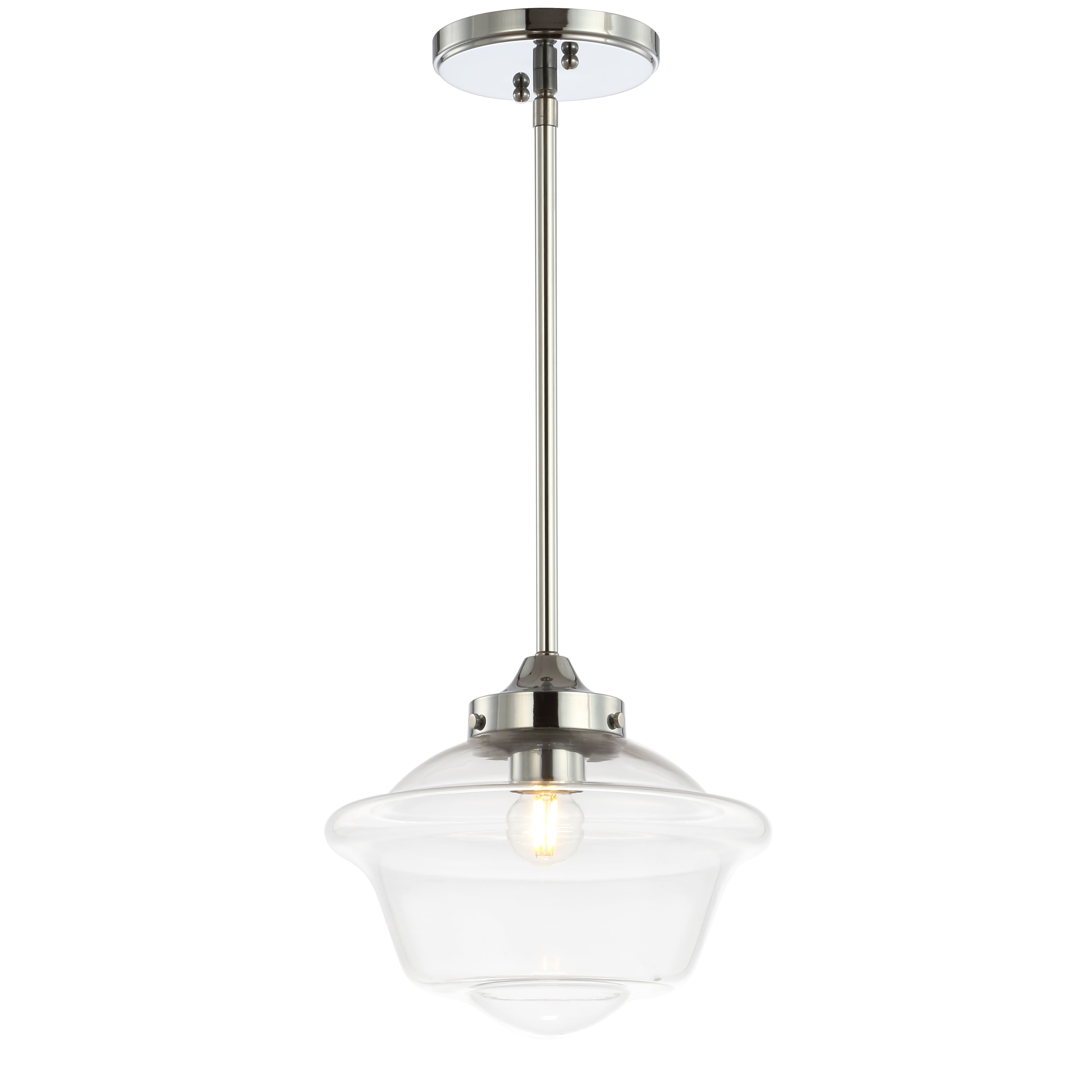 "Jonathan Y - Kurtz 9.5"" Adjustable Drop Metal/Glass LED Pendant - Chrome" price history on PriceWatchPro