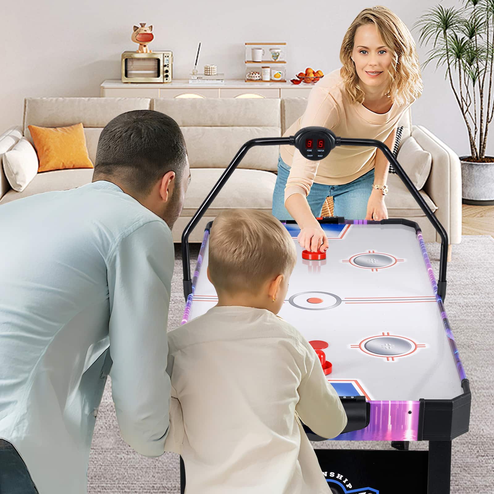 Gymax Air Hockey Table for Kids & Adults w/Digital LED Scoreboard