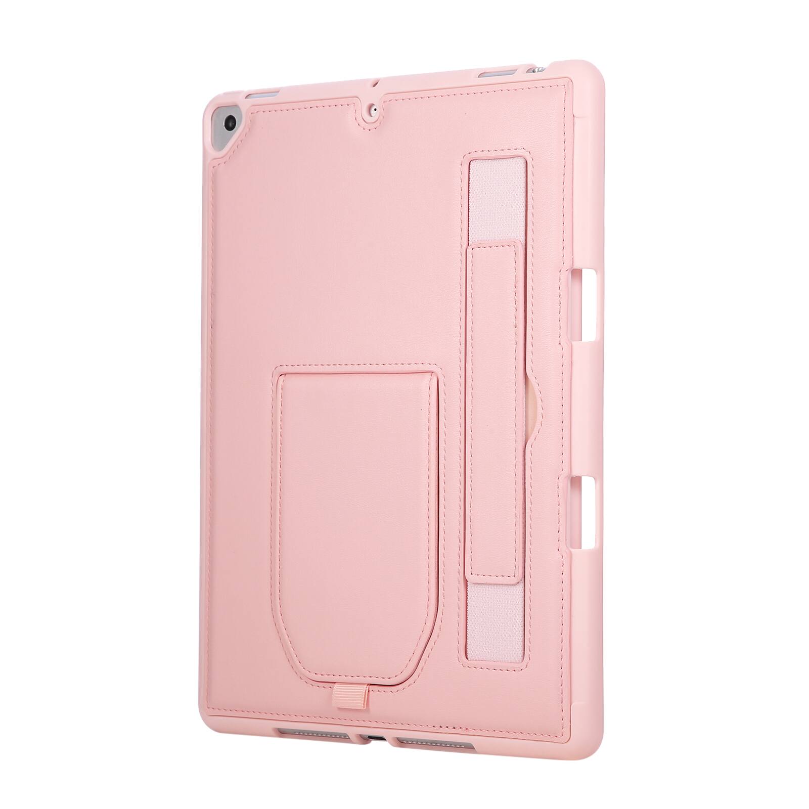 Alt View 3. Dteck - Shockproof Case for Apple iPad (9th Generation) 10.2" 2021 with Hand Strap Kickstand, PU Leather TPU Protective Cover - Pink.