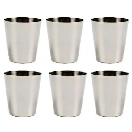 Front. Kitcheniva - Stainless Steel Shot Glass Glasses 30ml Set 6 Pack - Silver.