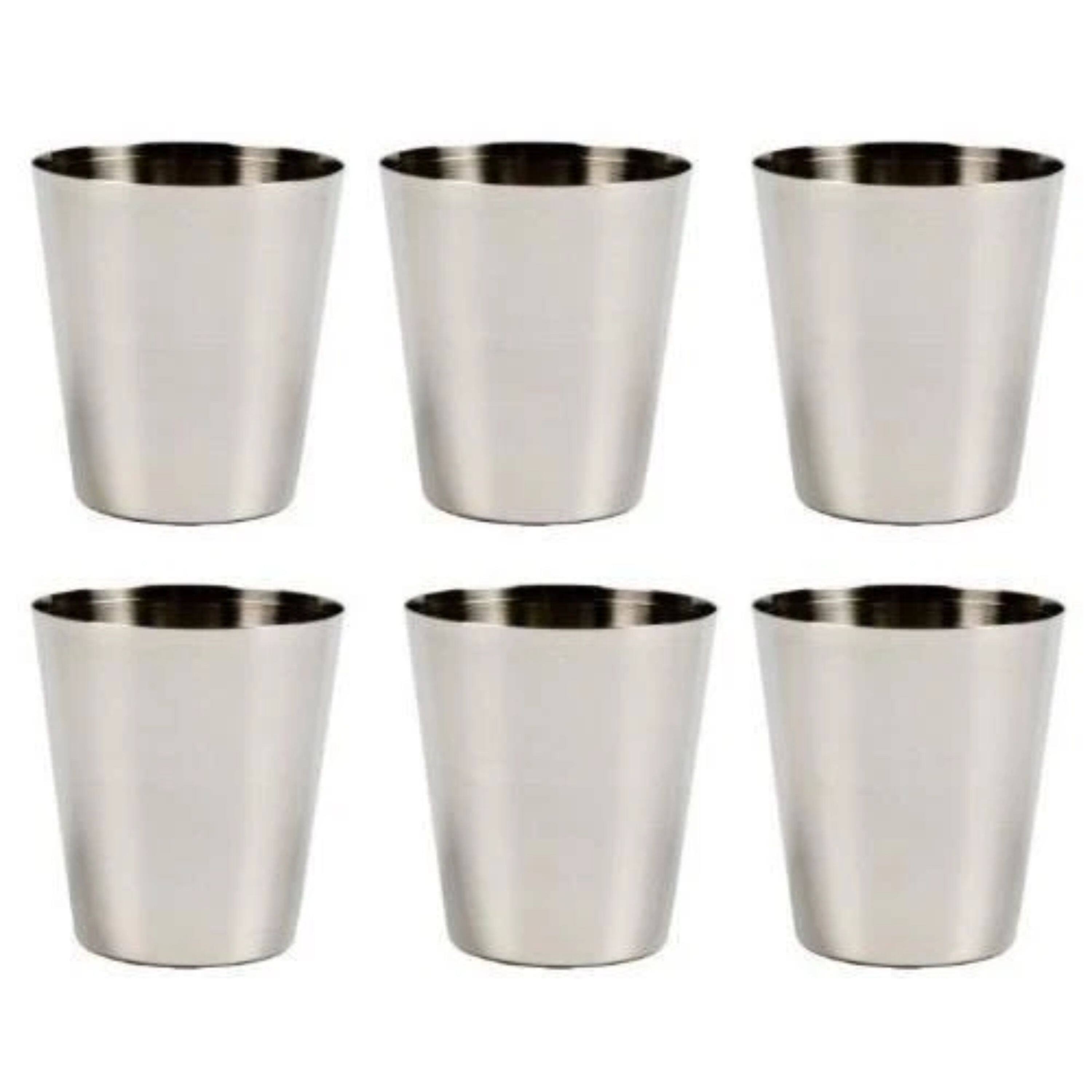 Front. Kitcheniva - Stainless Steel Shot Glass Glasses 30ml Set 6 Pack - Silver.
