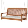 Front. Costway - Costway 2-Person Hanging Porch Swing Wood Bench with Cushion Curved Back Outdoor - Natural.