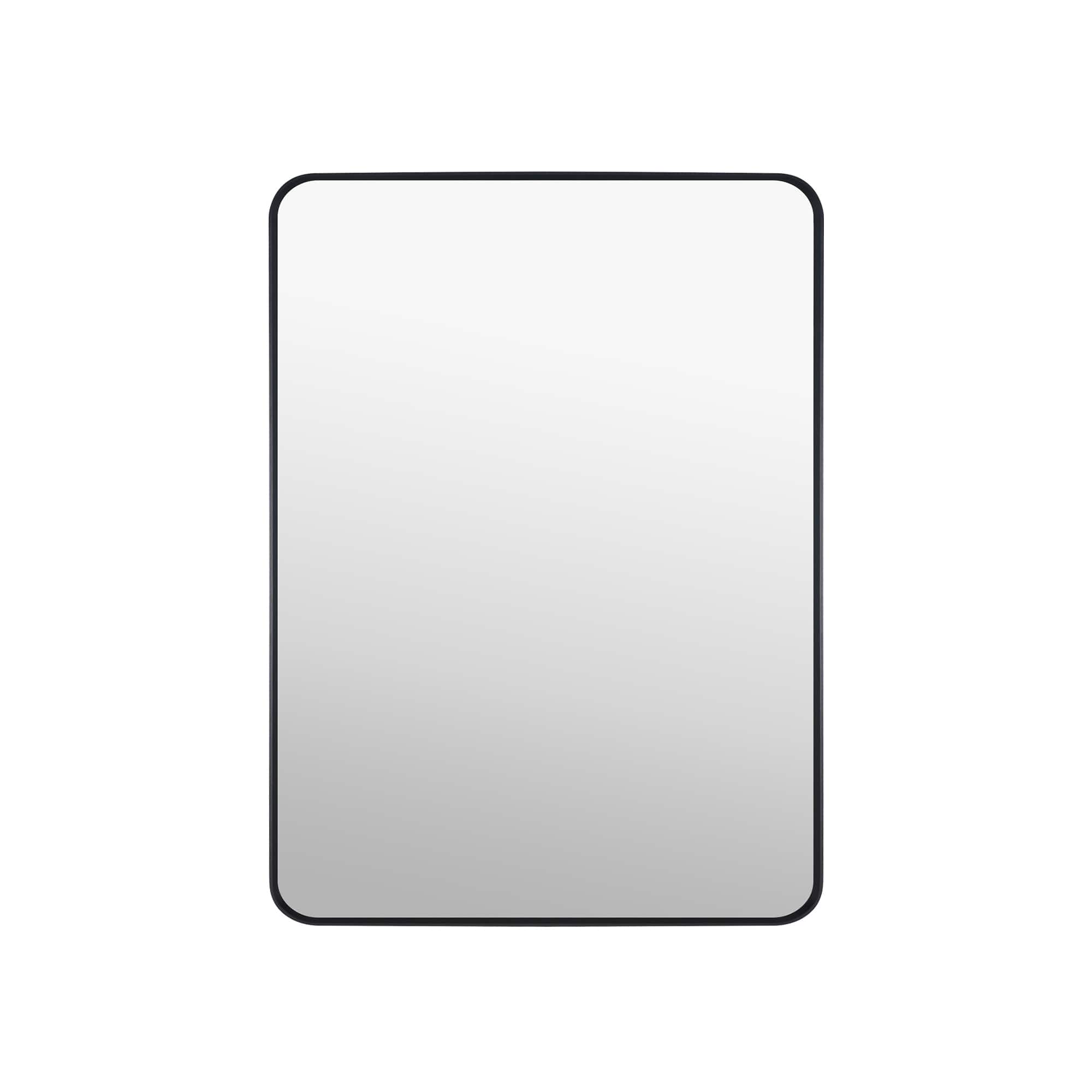 WELLFOR - 24 in. W x 32 in. H Rectangular Aluminum Framed Wall-Mounted Bathroom Vanity Mirror - Matte Black