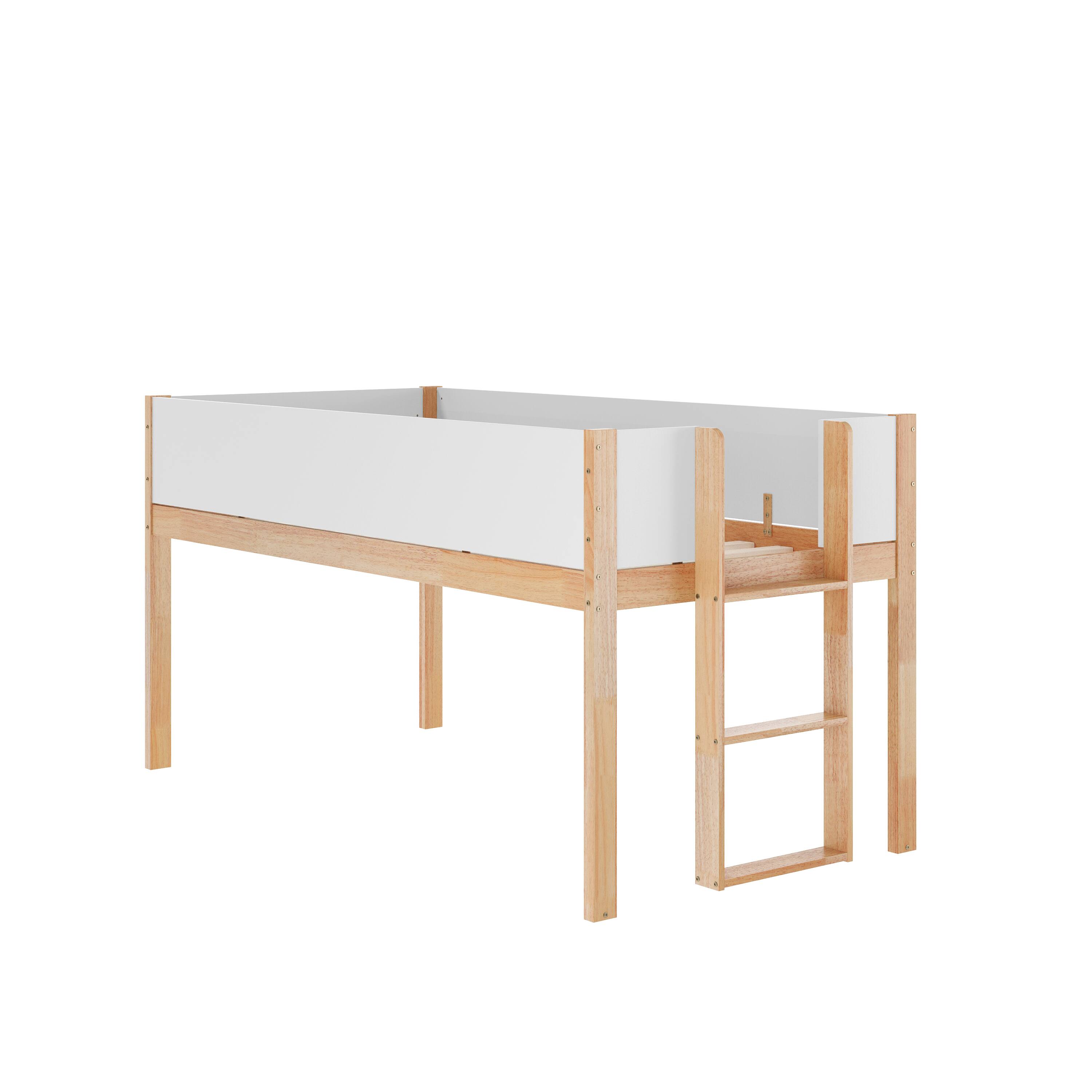 Alt View 10. Emma + Oliver - Samuel Kids Bunk Bed with Convertible, Solid Wood Frame and Easy-to-Climb Ladder with No Box Spring Required - White/Natural.