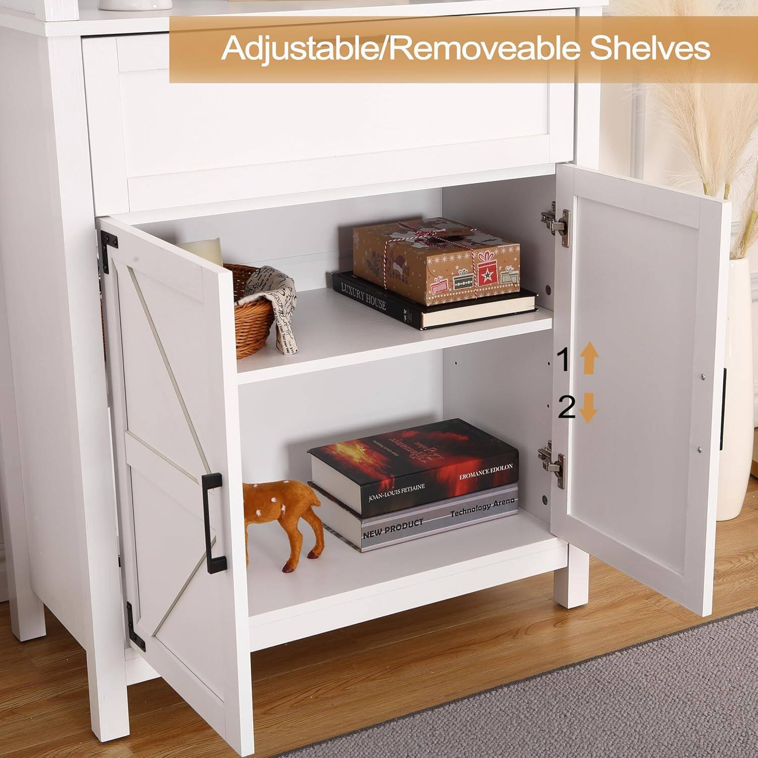 Adjustable/Removeable Shelves

1. 
2.