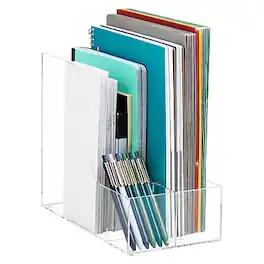 Mind Reader - Vertical File Storage, Desktop Organizer, Magazine Holder, Office, Acrylic - Clear