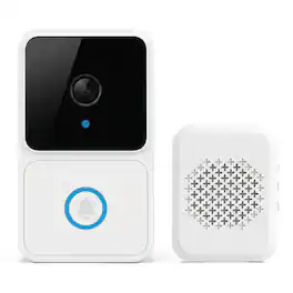 Cluzine - Tuya Wireless WiFi HD Smart Video Doorbell, Two-Way Audio, Night Vision, Easy Installation,White