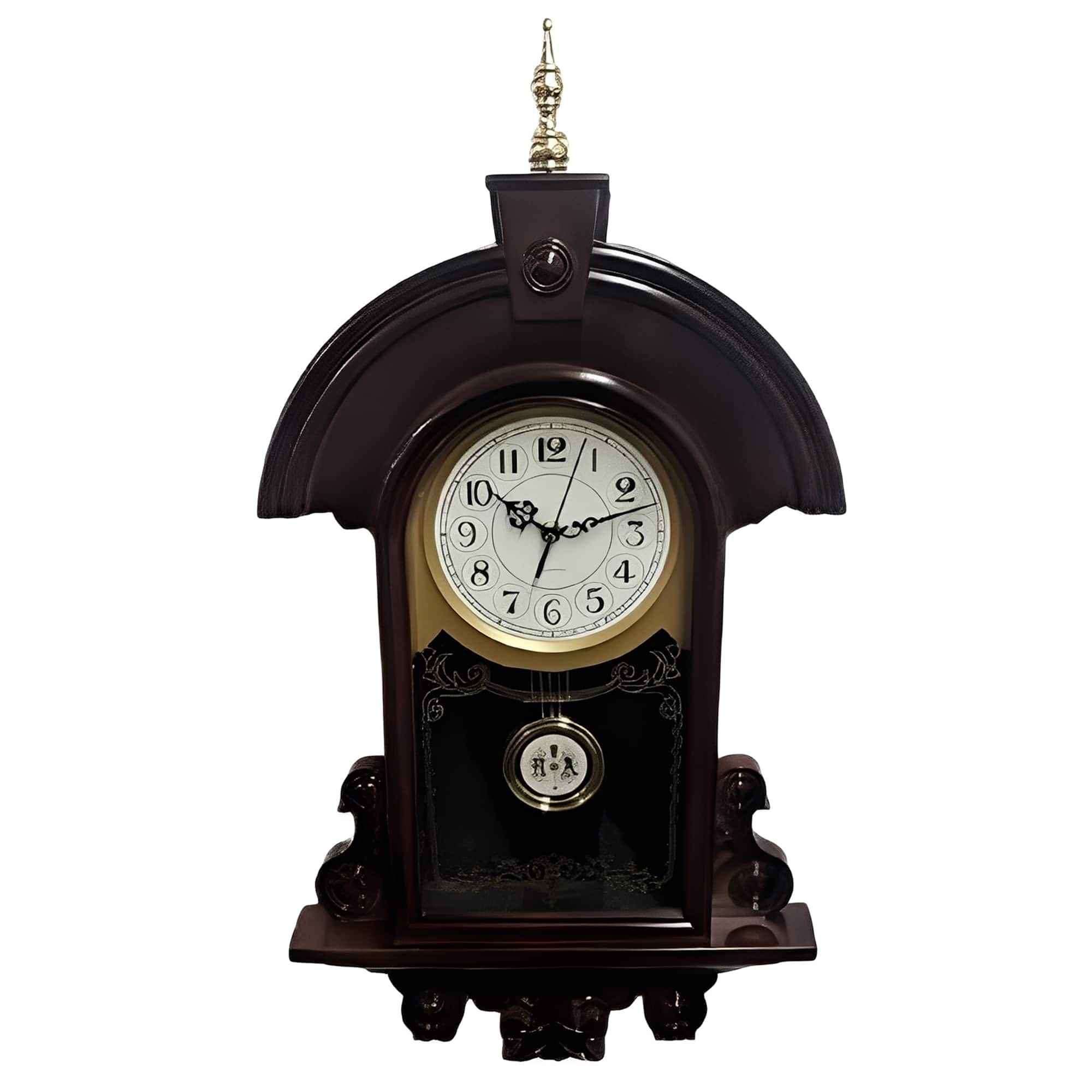 FC Design - 26.5"H Dark Brown Vintage Pendulum Retro Wall Clock - Multicolor