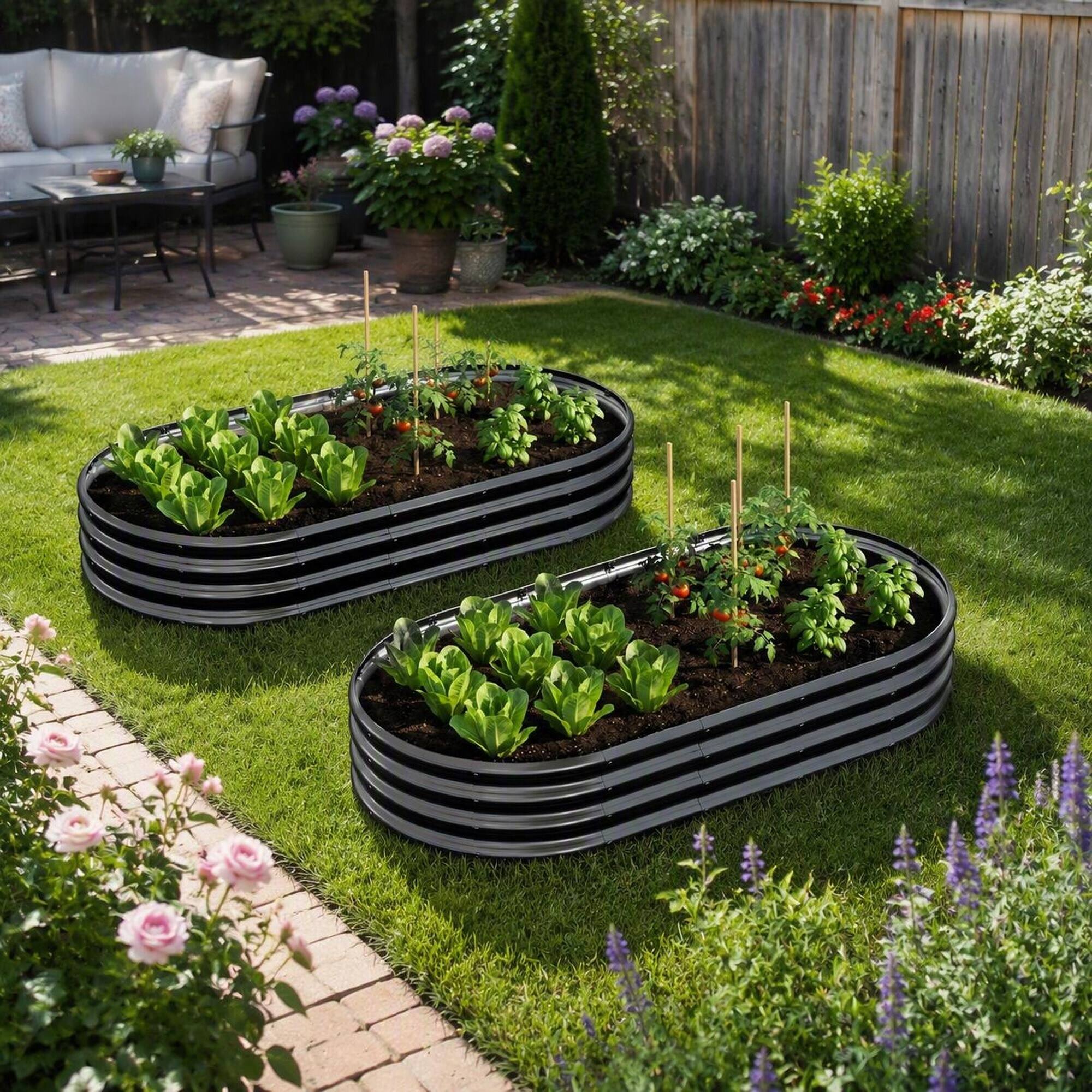 Alt View 2. RYHNUYNE - Galvanized Raised Garden Bed 6x3x1ft for Vegetables Herbs and Flowers, Rust-Proof Metal Planter Box with 16 sq ft - Black.