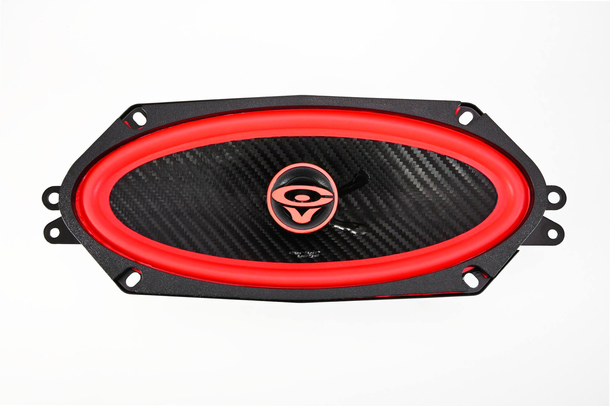 Angle. Cerwin Vega - Cerwin Vega -- V410 Vega 2025 Edition - 4"x10" 2-Way Coaxial Full Range Speakers (4Ω) - Black and Red.
