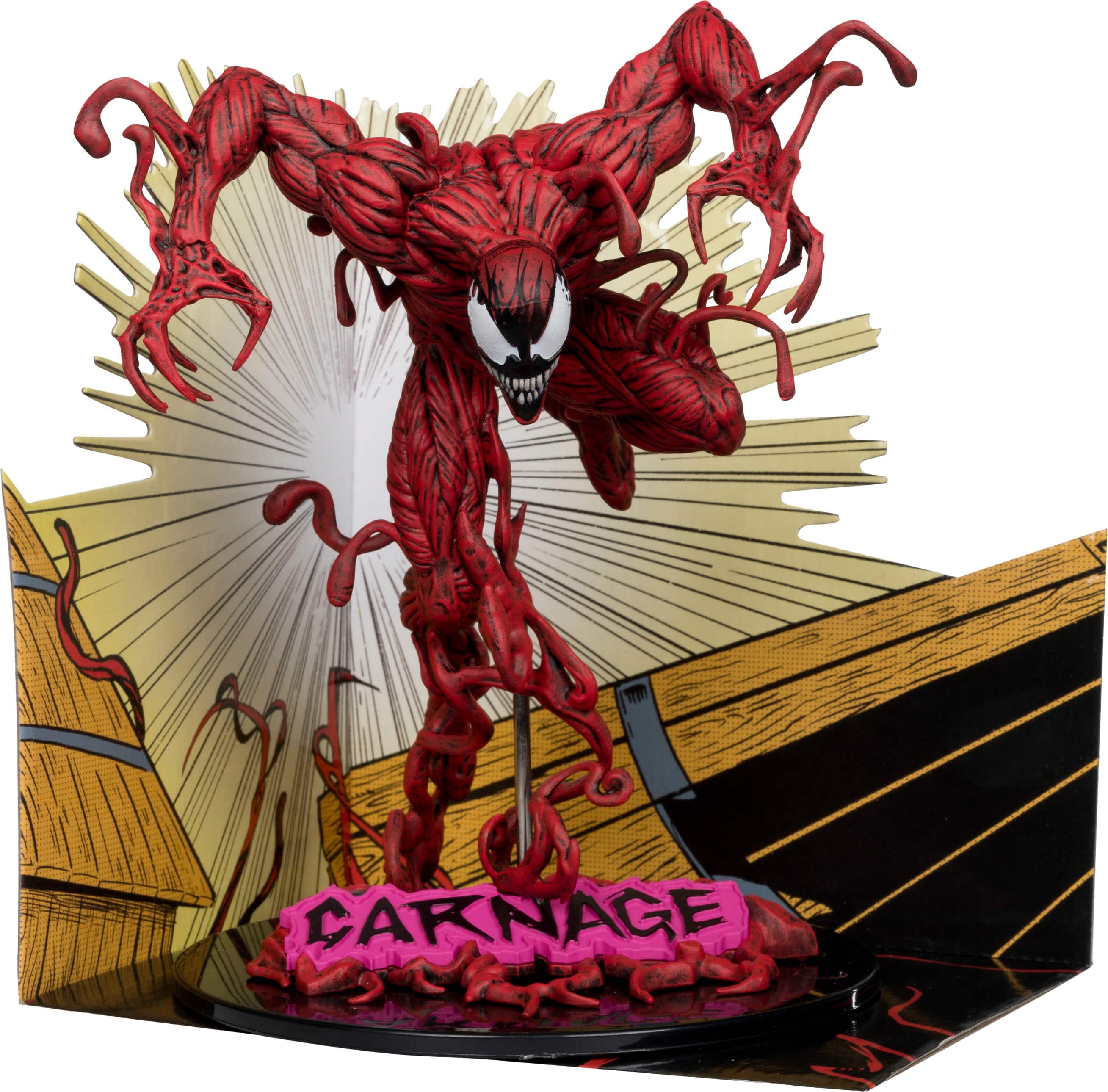 Front. McFarlane Toys - Marvel Carnage 1:10th Scale Collectible with Scene (The Amazing Spider-Man #362) 7.1" Figure.