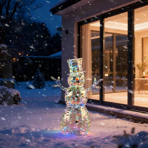 Winado 4FT Christmas Iridescent Snowman, Pre lit with LED Lights