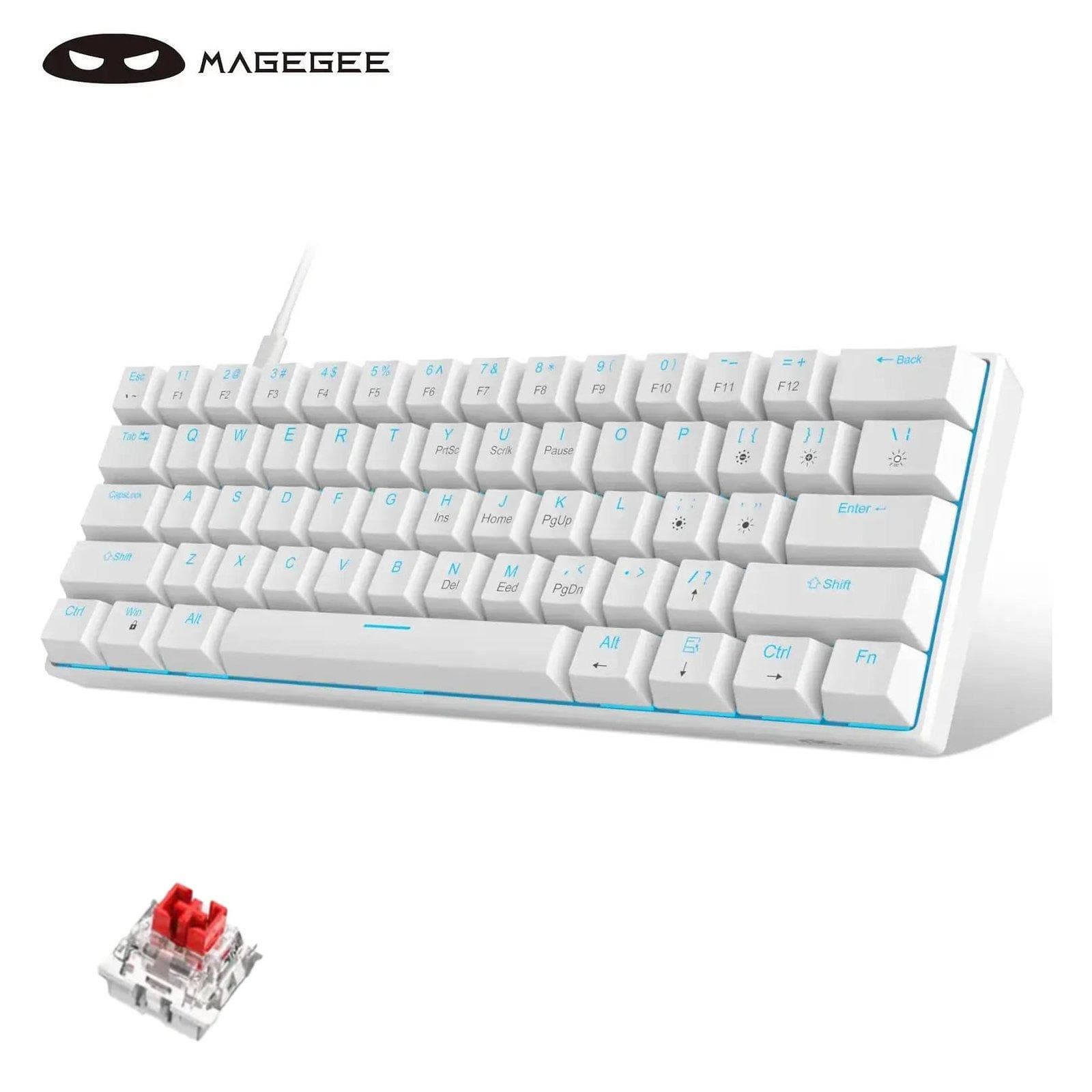 MageGee - 60% Mechanical Gaming Keyboard with Red Switches, Detachable Type-C Cable Mini Keyboard with Blue LED - White price history on PriceWatchPro